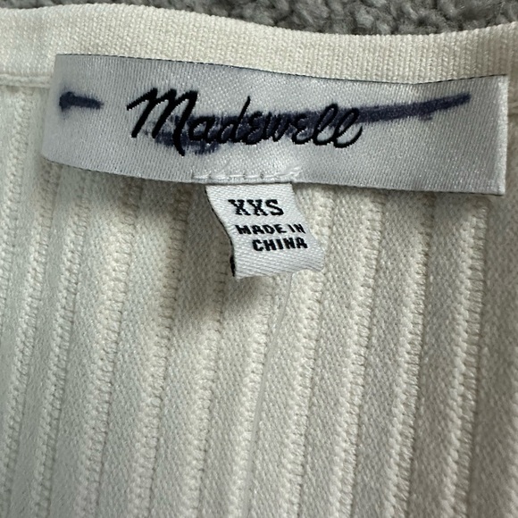 Madewell Ottoman Crop Sweater Tee in Bright Ivory Size XXS Ribbed Scoop Neck - Picture 6 of 9